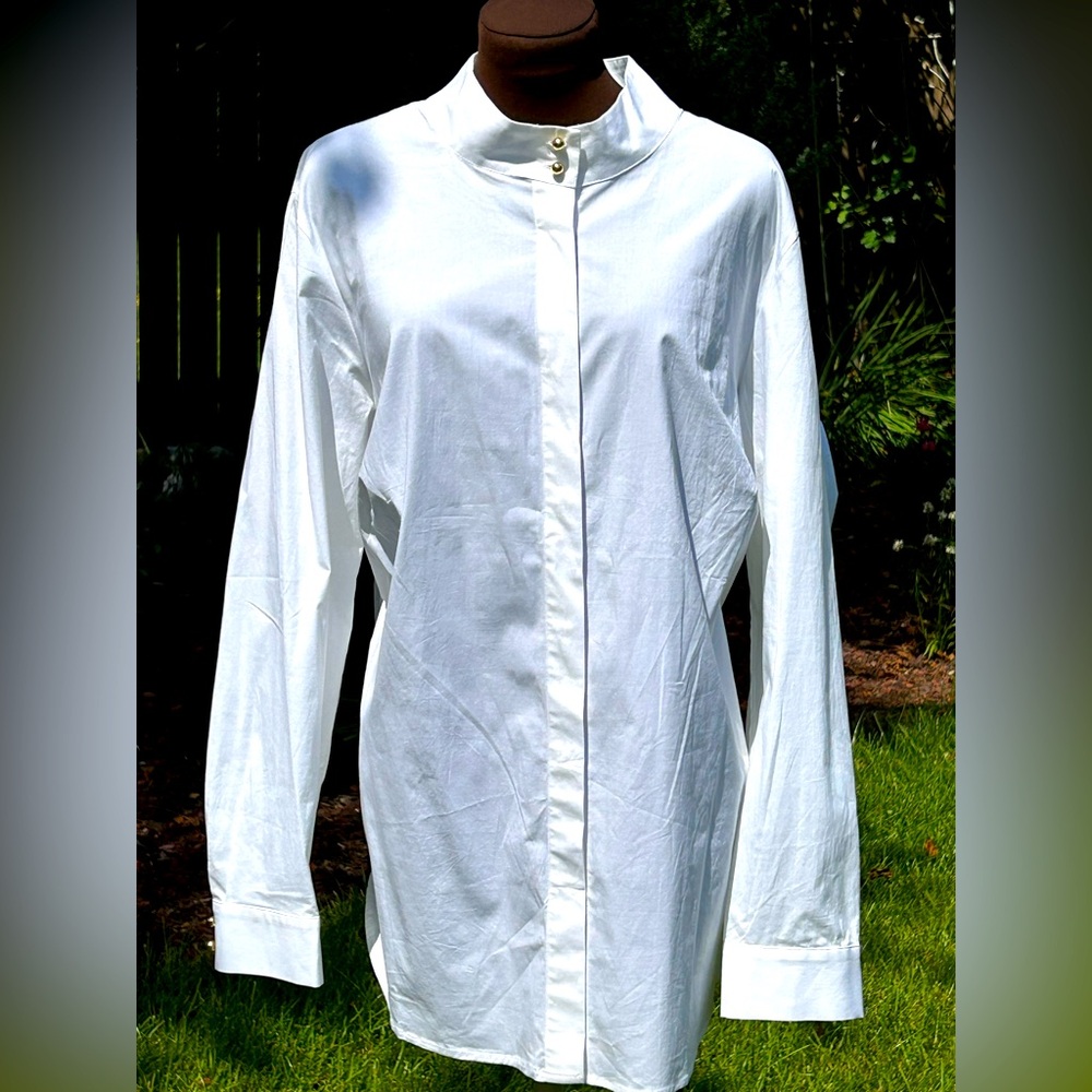 NWOT SOFT SURROUNDINGS s2X crisp white shirt-hi quality cotton-silky/substantial